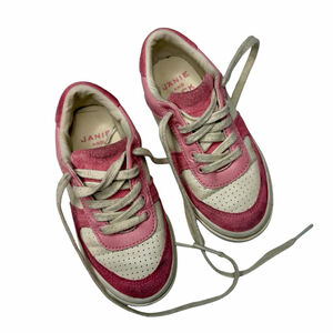 Janie and Jack Girls classic color-block design with pink suede panels size 11